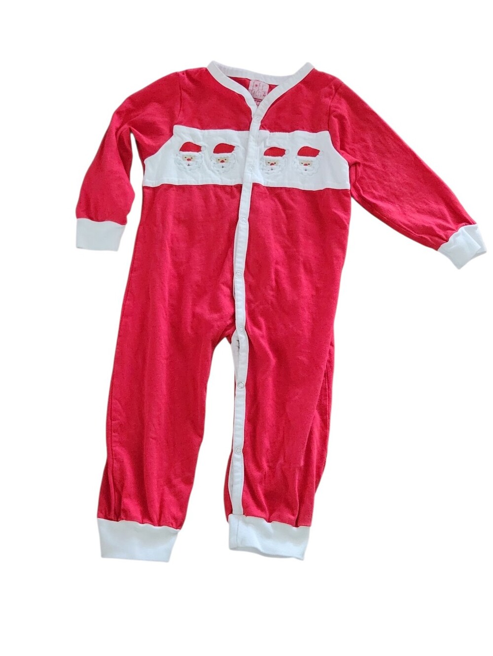 Lil Cactus Red Santa Baby Footless Sleeper with White Trim